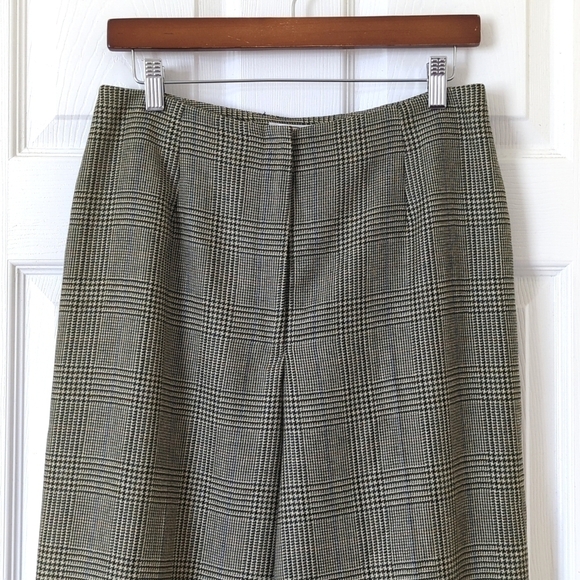 Talbots 90's Vintage 100% Wool Plaid High Rise Straight Leg Trousers Sage 10P - Picture 2 of 16